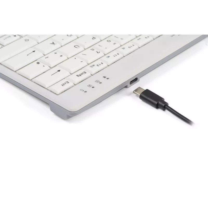 BakkerElkhuizen UltraBoard 950 V2 Wireless UK Qwerty, Tenkeyless (80 - 87%), Przewodowa i bezprzewodowa, USB + Bluetooth, Przełącznik nożycowy, QWERTY, Ciemnoszary, Jasnoszary