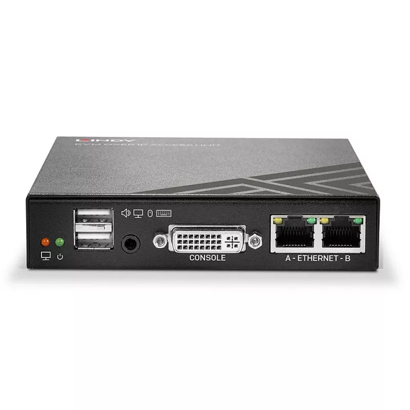 Lindy KVM over IP Access DVI-I, USB i PS/2, przewodowy, 1920 x 1200 pikseli, metal, CE, UKCA, FCC, CP65, DVI-I, 5 V