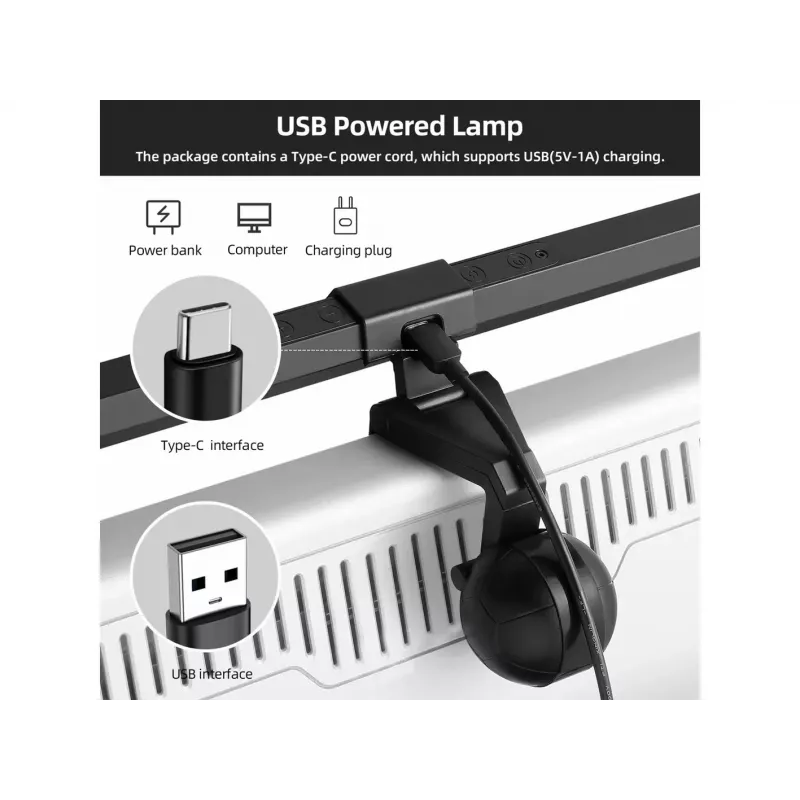 Lampa LED Equip z mocowaniem do monitora, sterowanie dotykowe, USB