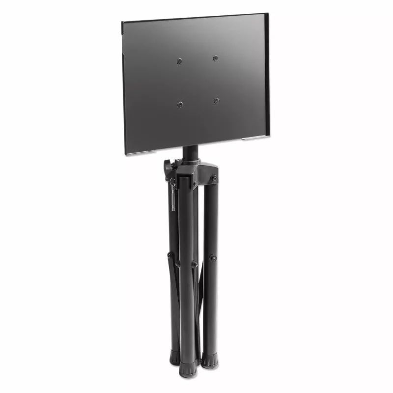 Manhattan Statyw podłogowy trójnożny do telewizora/monitora/projektora/laptopa, Dla ekranów: od 13 cali do 32 cali, Kompatybilność VESA: 75x75 i 100x100 mm - sprawdź wymiary czterech otworów montażowych z tyłu ekranu, aby upewnić się, że pasuje, Maks. 15 kg, Regulacja wysokości, Czarny, Uchwyt