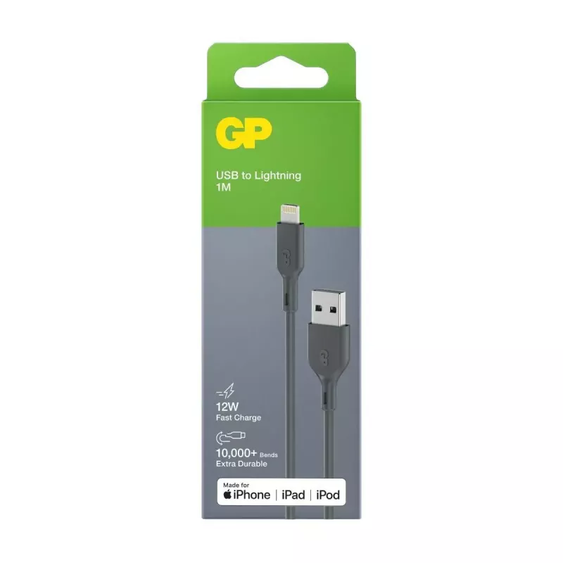 Kabel GP Batteries CL1N 1m Lightning na USB A 12W 2,4A