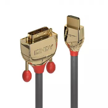 Kabel Lindy 15m HDMI do DVI-D, Gold Line, 15 m, HDMI Typ A (Standard), DVI-D, Męski, Męski, 1920 x 1200 pikseli