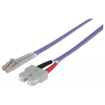 Intellinet Fiber Optic Patch kabel, OM4, LC/SC, 3m, Fioletowy, Duplex, Wielomodowy, 50/125 µm, LSZH, Światłowód, Dożywotnia Gwarancja
