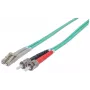 Intellinet Kabel światłowodowy krosowy, OM3, ST/LC, 1m, Aqua, Duplex, Wielomodowy, 50/125 µm, LSZH, Włókno, Dożywotnia gwarancja