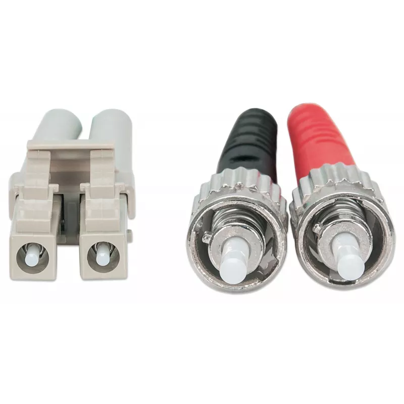 Intellinet Kabel światłowodowy krosowy, OM3, ST/LC, 1m, Aqua, Duplex, Wielomodowy, 50/125 µm, LSZH, Włókno, Dożywotnia gwarancja