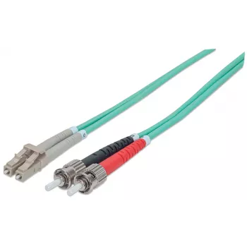 Intellinet Kabel światłowodowy, OM3, ST/LC, 2 m, akwamarynowy, dupleks, wielomodowy, 50/125 µm, LSZH, światłowód, dożywotnia gwarancja