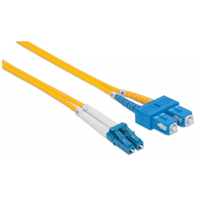 Intellinet patchcord światłowodowy, OS2, LC/SC, 3m, żółty, duplex, jednomodowy, 9/125 µm, LSZH, światłowód, dożywotnia gwarancja
