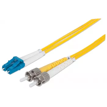 Intellinet Patchcord światłowodowy, OS2, LC/ST, 2m, żółty, duplex, jednomodowy, 9/125 µm, LSZH, włókno, dożywotnia gwarancja