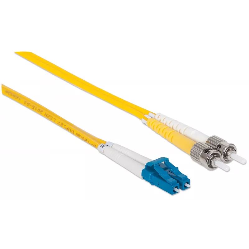 Intellinet Patchcord światłowodowy, OS2, LC/ST, 2m, żółty, duplex, jednomodowy, 9/125 µm, LSZH, włókno, dożywotnia gwarancja
