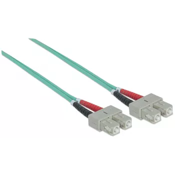 Intellinet kabel światłowodowy krosowy, OM3, SC/SC, 2m, Aqua, Duplex, Multimode, 50/125 µm, LSZH, Światłowód, Dożywotnia gwarancja