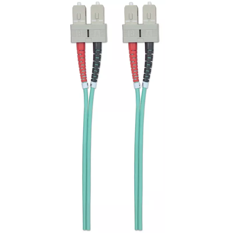 Intellinet kabel światłowodowy krosowy, OM3, SC/SC, 2m, Aqua, Duplex, Multimode, 50/125 µm, LSZH, Światłowód, Dożywotnia gwarancja