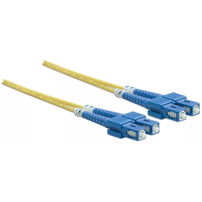 Intellinet kabel światłowodowy krosowy, OS2, SC/SC, 5 m, żółty, dupleks, jednomodowy, 9/125 µm, LSZH, światłowód, dożywotnia gwarancja