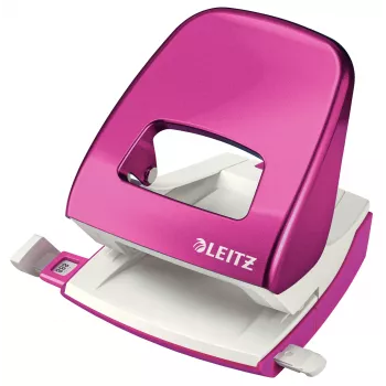 Leitz NeXXt dziurkacz WOW 5008 metalowy 2-otworowy / 30 arkuszy, 30 arkuszy, Różowy, Biały, Metal, Tworzywo sztuczne, 8 cm, 5,5 mm, A4, A5, A6, Folio, US-Quart, 8 x 8 x 8 cm