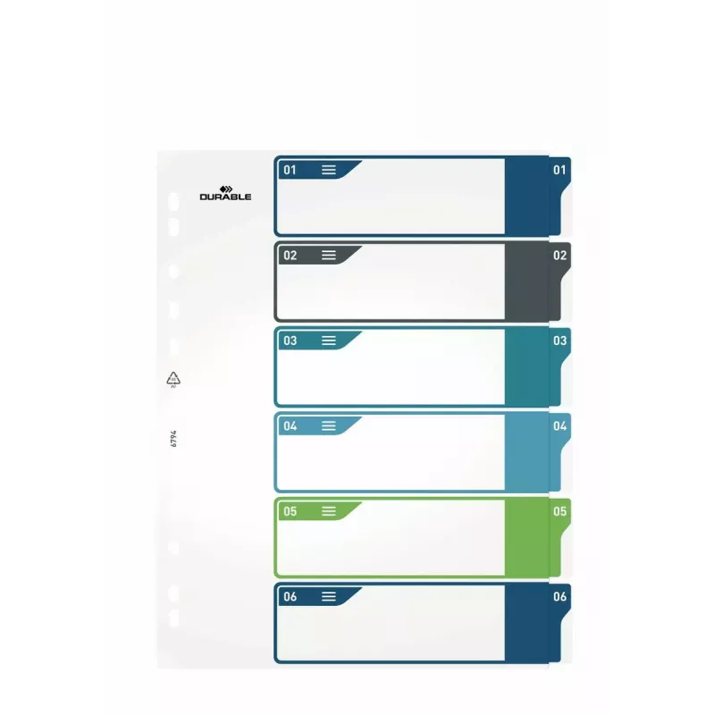 Blank tab index Durable 679427 Polypropylene Multicolour 30.5x24.5 cm