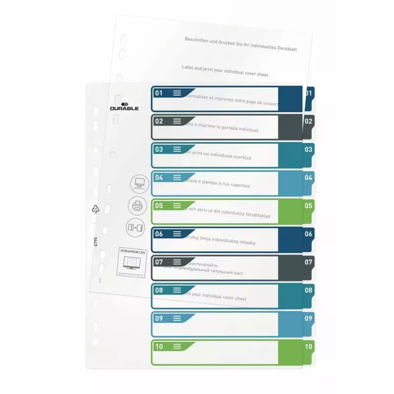 Blank tab index Durable 679527 Multicolour Polypropylene PP