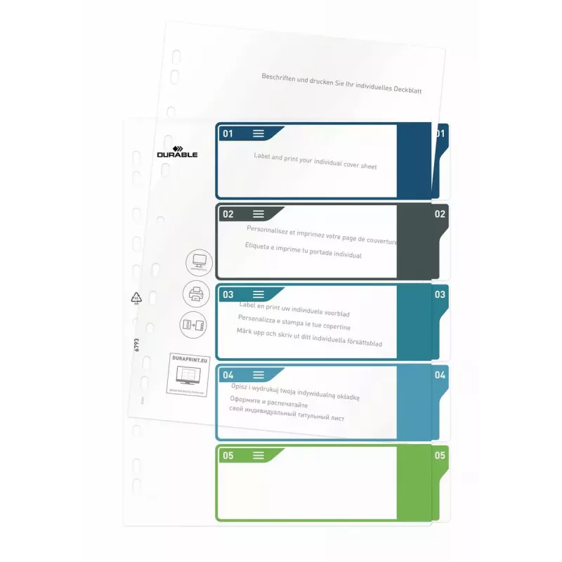 Blank tab index Durable 679327 Polypropylene Multicolour 30.5x24.5 cm
