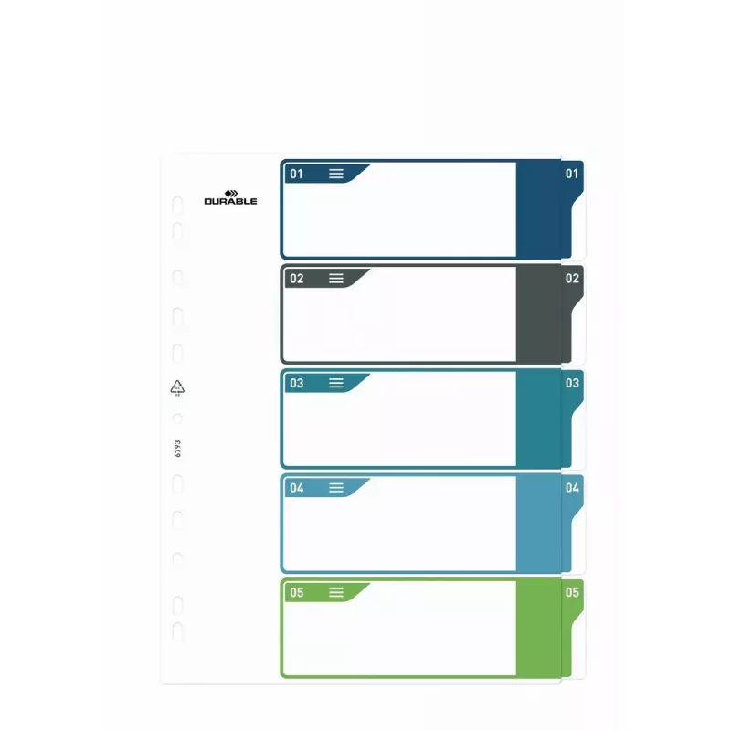 Blank tab index Durable 679327 Polypropylene Multicolour 30.5x24.5 cm