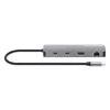 Manhattan USB-C Dock/Hub z czytnikiem kart, Porty (x7): Ethernet, HDMI, USB-A (x3) i USB-C (x2), z Power Delivery (PD) 100W – wymaga zewnętrznej ładowarki USB-C (nie dołączono). Zasilany przez USB (nie wymaga zewnętrznego zasilacza), gdy PD nie jest używane