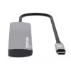 Manhattan USB-C Dock/Hub z czytnikiem kart, Porty (x7): Ethernet, HDMI, USB-A (x3) i USB-C (x2), z Power Delivery (PD) 100W – wymaga zewnętrznej ładowarki USB-C (nie dołączono). Zasilany przez USB (nie wymaga zewnętrznego zasilacza), gdy PD nie jest używane