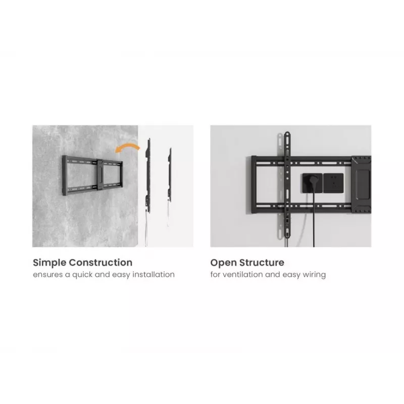 Uchwyt do montażu ściennego TV EQUIP 43 cale–95 cali Tilt cienki do telewizorów 75 kg, VESA 200x200–800x400, kąt nachylenia 0–8°, odległość od ściany 4,2 cm, czarny