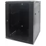 Intellinet 19-calowa szafa sieciowa - montaż na ścianie (dwusekcyjne drzwi uchylne), 15U, głębokość 550 mm, czarna, zmontowana, maks. 30 kg, odchylana umożliwia dostęp do tyłu szafy po zamontowaniu na ścianie, 19 cali, użyteczna głębokość 425 mm, elementy do montażu na ścianie nie są dołączone