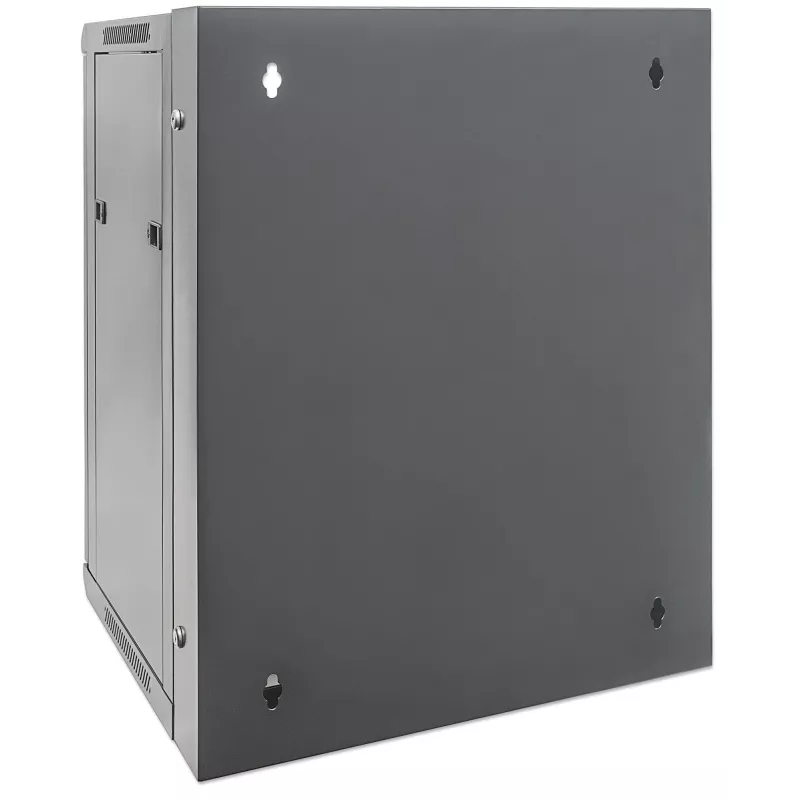 Intellinet 19-calowa szafa sieciowa - montaż na ścianie (dwusekcyjne drzwi uchylne), 15U, głębokość 550 mm, czarna, zmontowana, maks. 30 kg, odchylana umożliwia dostęp do tyłu szafy po zamontowaniu na ścianie, 19 cali, użyteczna głębokość 425 mm, elementy do montażu na ścianie nie są dołączone