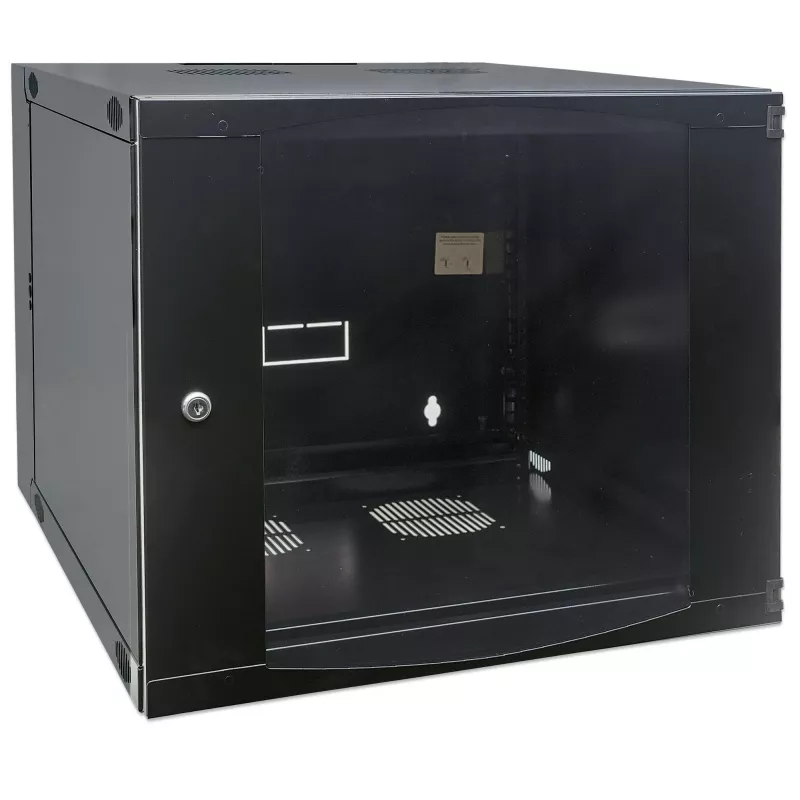 Intellinet szafa sieciowa 19 cali - montaż na ścianie (dwusekcyjna, uchylna), 15U, głębokość 450 mm, czarna, flatpack, maks. 30 kg, uchylna dla dostępu do tyłu szafy po zamontowaniu na ścianie, 19 cali, głębokość użytkowa 235 mm, elementy do montażu na ścianie nie są dołączone