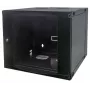 Intellinet 19-calowa szafa sieciowa - montaż naścienny (dwusekcyjna z odchylanymi drzwiami), 9U, głębokość 600 mm, czarna, w płaskim opakowaniu, maks. 30 kg, odchylana w celu dostępu do tyłu szafy po zamontowaniu na ścianie, 19 cali, użyteczna głębokość 385 mm, elementy do montażu naściennego nie są dołączone