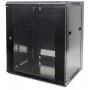 Szafa sieciowa Intellinet 19 cali - montaż ścienny (standard), 15U, głębokość 450mm, czarna, flatpack, maks. 60kg, drzwi metalowo-szklane, panel tylny, zdejmowane boki, odpowiednia również do ustawienia na biurku lub podłodze, głębokość użytkowa od 260mm 