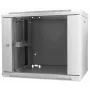 Szafa sieciowa Intellinet 19 cali - montaż ścienny (standardowa), 9U, głębokość 600 mm, szara, zmontowana, maks. 60 kg, nadaje się również do użytku na biurku lub podłodze, głębokość użytkowa 500 mm, drzwi metalowe i szklane, panel tylny, zdejmowane boki, elementy do montażu ściennego (np. śruby/kołki rozporowe) nie są dołączone