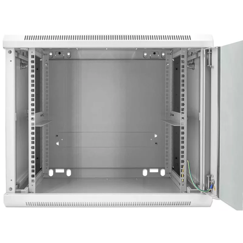 Szafa sieciowa Intellinet 19 cali - montaż ścienny (standardowa), 9U, głębokość 600 mm, szara, zmontowana, maks. 60 kg, nadaje się również do użytku na biurku lub podłodze, głębokość użytkowa 500 mm, drzwi metalowe i szklane, panel tylny, zdejmowane boki, elementy do montażu ściennego (np. śruby/kołki rozporowe) nie są dołączone