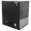 Szafa rackowa sieciowa Intellinet 19 cali - montaż na ścianie (Standard), 9U, głębokość 600 mm, czarna, w płaskim opakowaniu, maks. 60 kg, odpowiednia również do użytku na biurku lub podłodze, głębokość użytkowa 410 mm, drzwi metalowo-szklane, panel tylny, zdejmowane panele boczne, elementy do montażu ściennego (np. śruby/kołki rozporowe) nie są dołączone