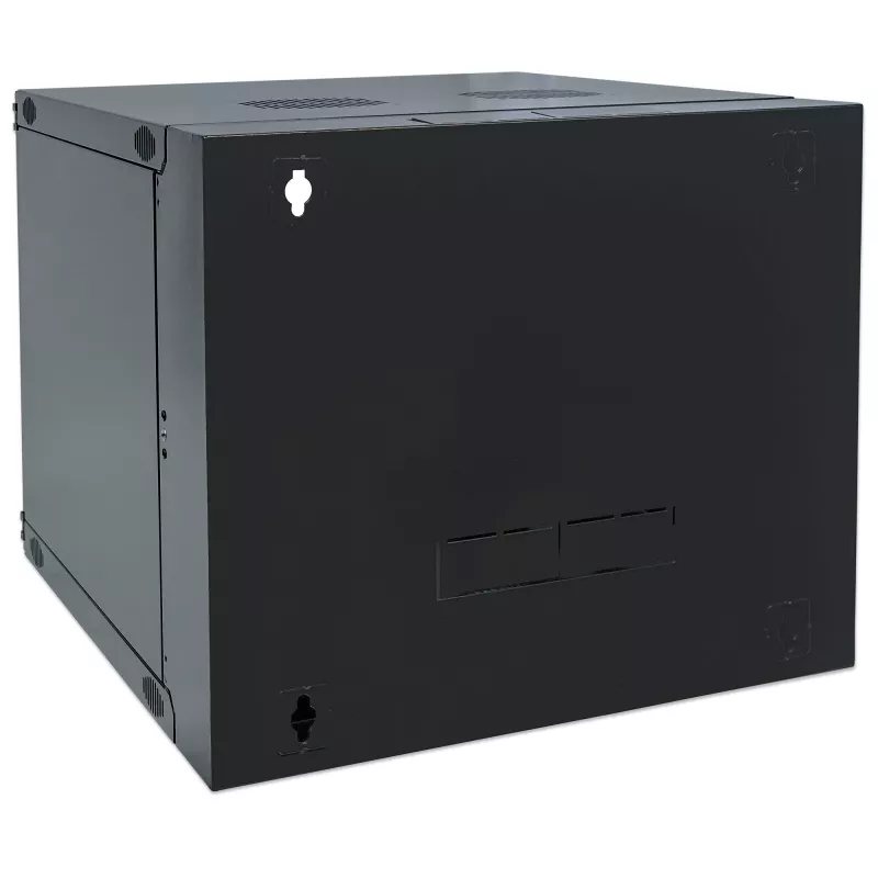 Intellinet Szafka sieciowa 19 cali - montaż na ścianie (dwuczęściowa wahliwa), 12U, głębokość 450 mm, czarny, flatpack, maks. 30 kg, odchylana dla dostępu do tyłu szafki po zamontowaniu na ścianie, głębokość użytkowa 235 mm, stelaż, elementy do montażu na ścianie nie są dołączone