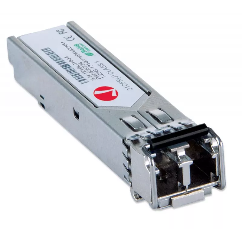 Intellinet transceiver Module Optical, Gigabit Fiber SFP Mini-GBIC, 1000Base-Lx (LC) Single-Mode Port, 20km, Długość fali 1310nm, Ethernet, Światłowodowy, Zgodny z MSA, Odpowiednik Cisco GLC-LH-SM, Trzyletnia gwarancja