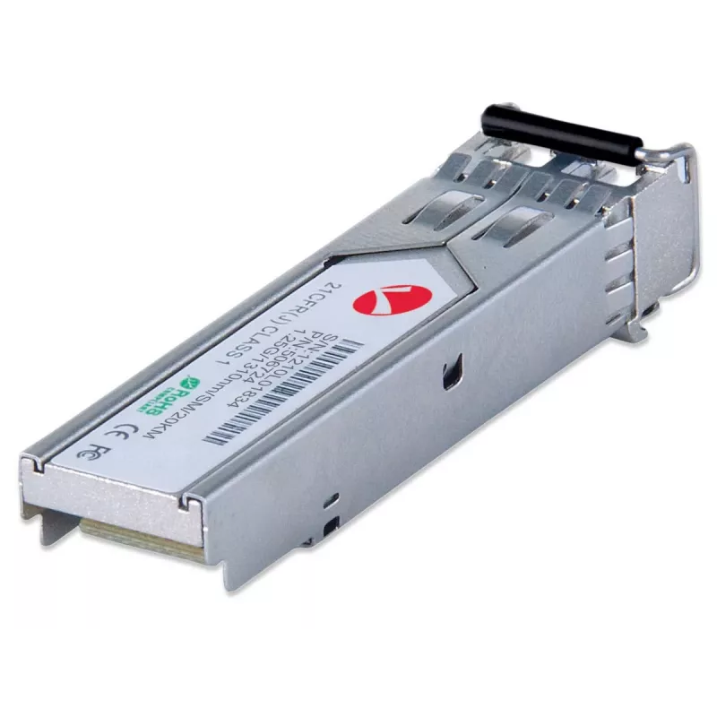 Intellinet transceiver Module Optical, Gigabit Fiber SFP Mini-GBIC, 1000Base-Lx (LC) Single-Mode Port, 20km, Długość fali 1310nm, Ethernet, Światłowodowy, Zgodny z MSA, Odpowiednik Cisco GLC-LH-SM, Trzyletnia gwarancja