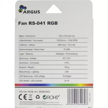Wentylator Inter-Tech RS-041 RGB 12 cm Czarny