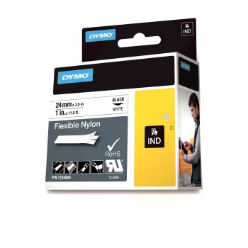 DYMO IND Flexible Nylon, czarny na białym, wielokolorowy, nylon, -10 - 80 °C, UL 969, DYMO