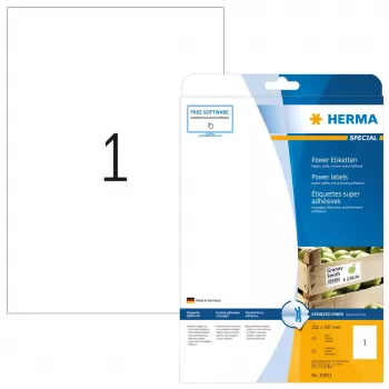 Samoprzylepna etykieta do drukarek HERMA Labels A4 210x297 mm biała o wyjątkowej przyczepności, papier, matowa, 25 szt.