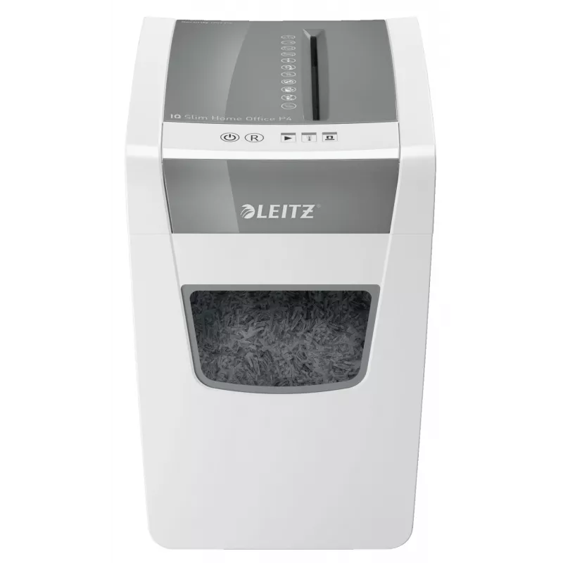 Niszczarka Leitz IQ cienki Home Office P4, cięcie poprzeczne, 22 cm, 4 x 28 mm, 23 l, 225 arkuszy, 58 dB