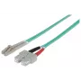 Intellinet światłowodowy kabel krosowy, OM3, LC/SC, 3m, Aqua, Duplex, Wielomodowy, 50/125 µm, LSZH, Włókno, Dożywotnia gwarancja