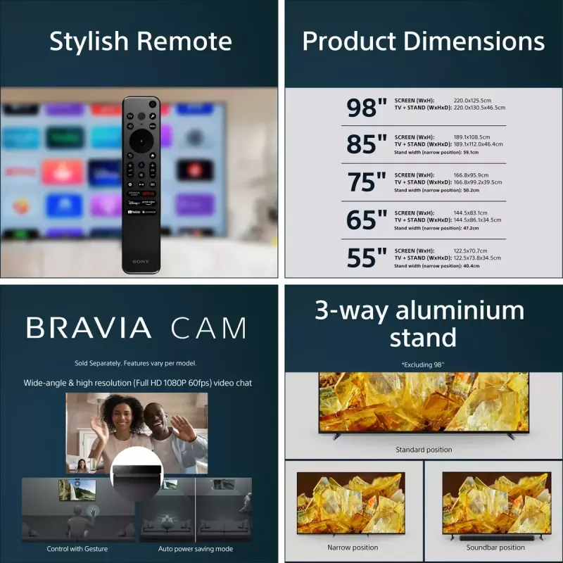 Sony XR85X90LPAEP Telewizor 2.16 m (85 cali) 4K Ultra HD Smart TV Wi-Fi Czarny