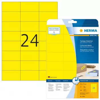 Samoprzylepne etykiety do drukarek HERMA Coloured Labels A4 70x37 mm żółte