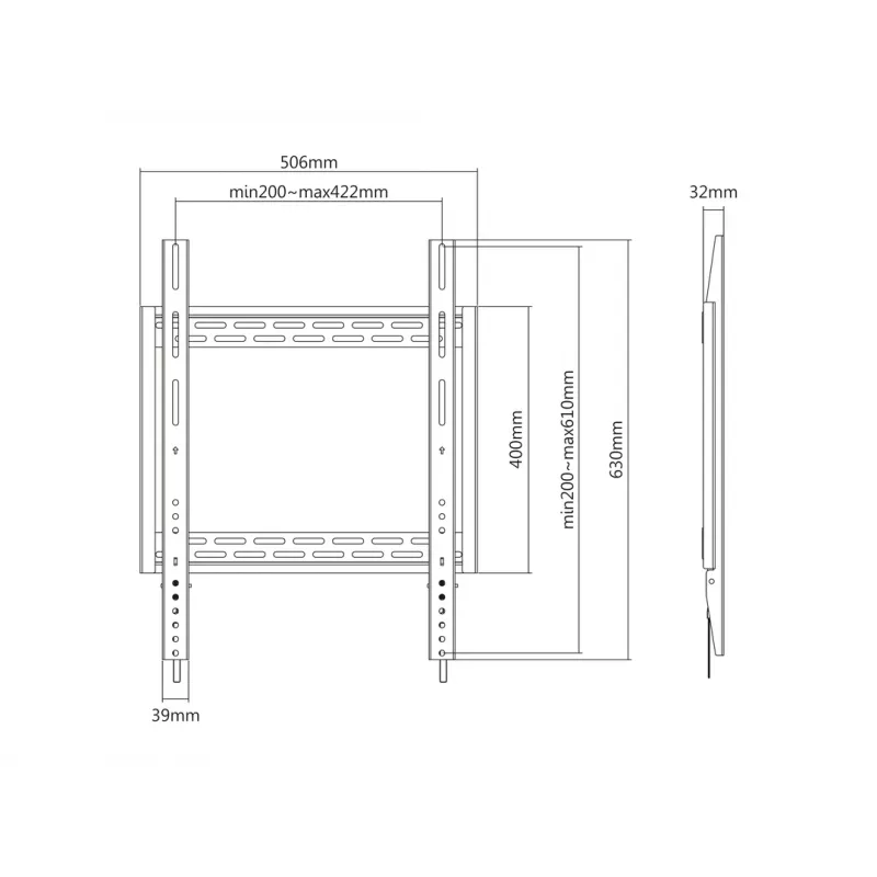Uchwyt ścienny MULTIBRACKETS M Universal HD Portrait do ekranów 60–100 cali, VESA 200x200–400x600, obciążenie 100 kg, czarny