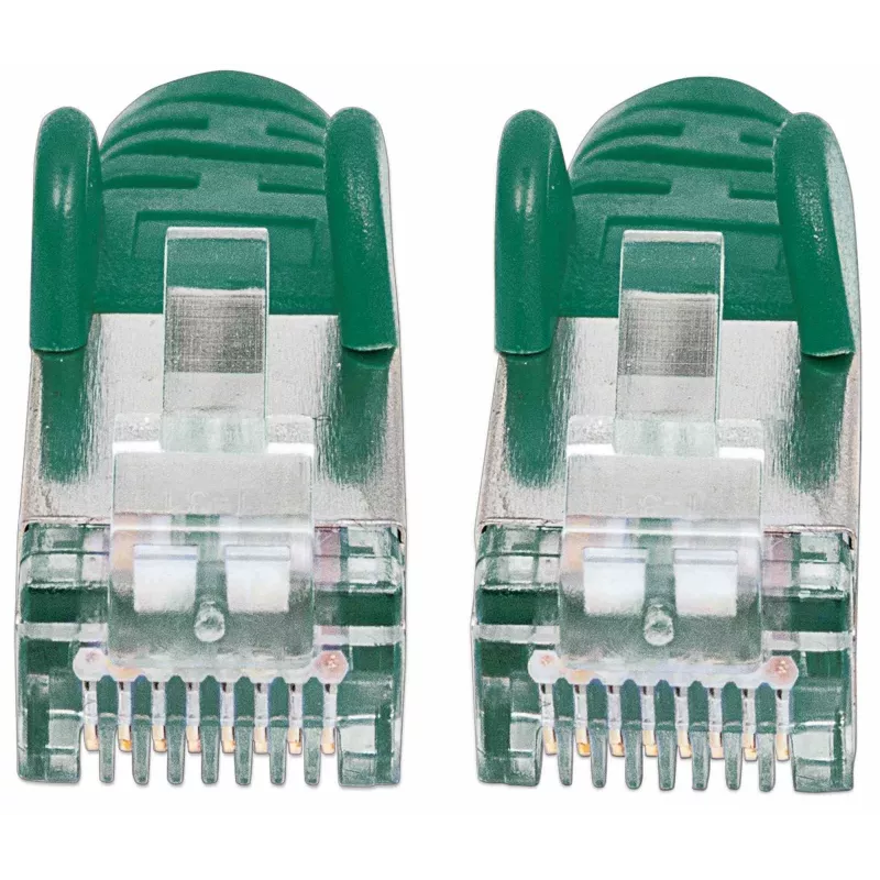 Intellinet sieciowy Patch kabel, Cat7 kabel/Cat6A Plugs, 2m, zielony, miedź, S/FTP, LSOH / LSZH, PVC, RJ45, Gold Plated Contacts, Snagless, Booted, Lifetime Warranty