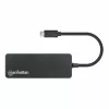 Manhattan USB-C Dock/Hub, Porty (x7): USB-A (x7), 5 Gb/s (USB 3.2 Gen1 czyli USB 3.0), Zewnętrzne zasilanie niepotrzebne, Uniwersalny dla wszystkich urządzeń, Kabel 15 cm, SuperSpeed USB, Czarny, Trzyletnia gwarancja