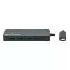 Manhattan USB-C Dock/Hub, Porty (x7): USB-A (x7), 5 Gb/s (USB 3.2 Gen1 czyli USB 3.0), Zewnętrzne zasilanie niepotrzebne, Uniwersalny dla wszystkich urządzeń, Kabel 15 cm, SuperSpeed USB, Czarny, Trzyletnia gwarancja