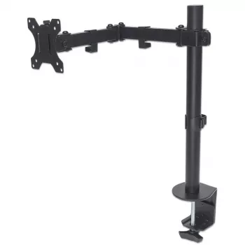 Manhattan Uchwyt biurkowy do telewizorów i monitorów (pełny ruch), do ekranów 13 inch do 27 inch, zacisk biurkowy, kompatybilność VESA: 75x75 mm i 100x100 mm – sprawdź wymiary czterech otworów montażowych z tyłu ekranu, maks. 8 kg, wspornik, dożywotnia gwarancja