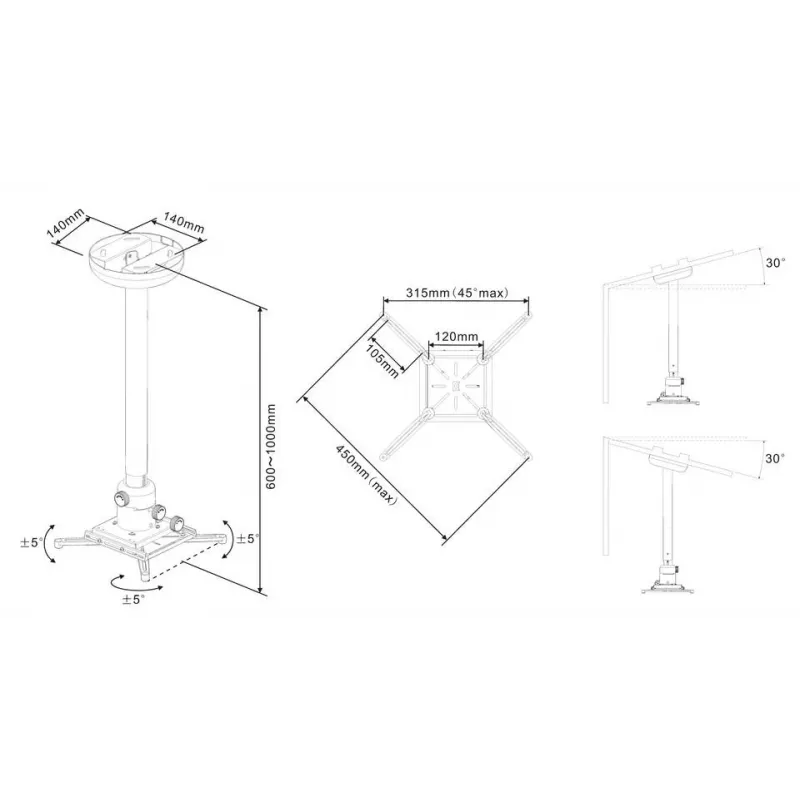 Multibrackets M Universal Projector Ceiling mount 600-1000 z precyzyjną regulacją