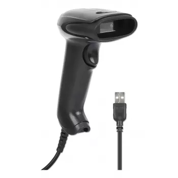 Manhattan Kontaktowy, reczny skaner kodów kreskowych CCD, USB, szerokość skanowania 60 mm, kabel 152 cm, maks. oświetlenie otoczenia 5 000 luksów (światło słoneczne), czarny, trzyletnia gwarancja