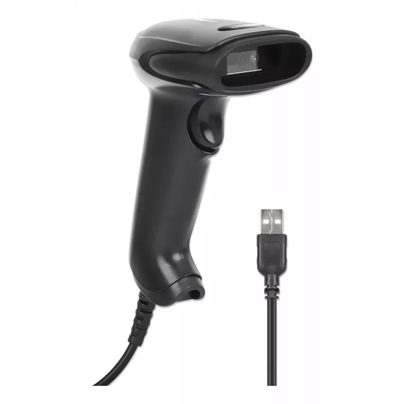 Manhattan Kontaktowy, reczny skaner kodów kreskowych CCD, USB, szerokość skanowania 60 mm, kabel 152 cm, maks. oświetlenie otoczenia 5 000 luksów (światło słoneczne), czarny, trzyletnia gwarancja